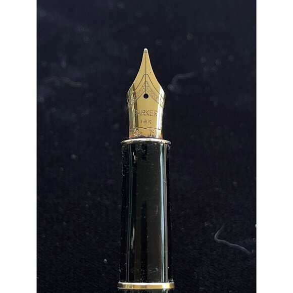 Parker Fountain Pen Nib 18K Gold Sonnet Made In France Black Lacquer & Gold Nib - Picture 6 of 9